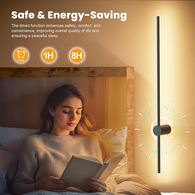 NIORSUN 35.4 Inch Battery Operated Wall Sconce Set of 2, 10 Colors Dimmable - Image 7