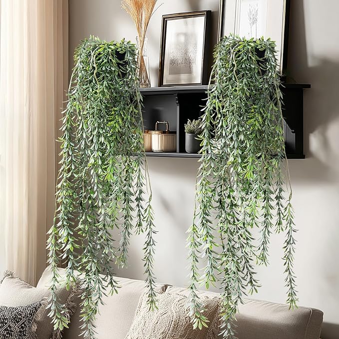 Artificial Hanging Plant 2 Pcs Faux Plant Ivy Vine Faux Eucalyptus Vines Fake by Yarmare