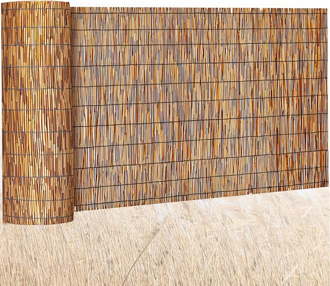 Barydat 1 Pcs 3 x 30 ft Reed Fence Roll, 85% Shade Bamboo Privacy Screen by home