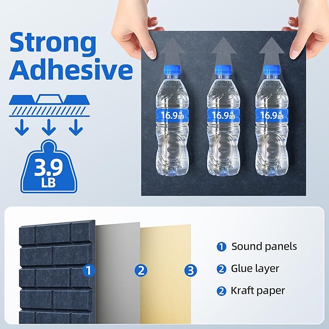 20 Pack Acoustic Panels with Self Adhesive, Soundproof Wall Panel, Brick Sound - Image 4