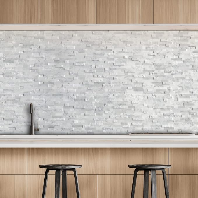 SUNWINGS 5-Sheet Peel and Stick Mosaic Natural 3D Stone Self Adhesive Marble - Image 6