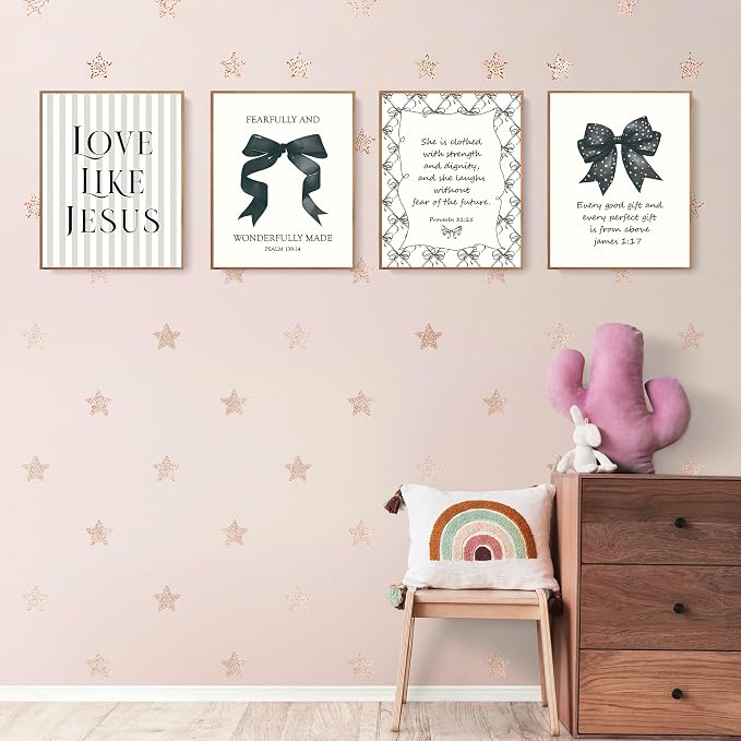 LARTSFRO Coquette Black Bow Jesus Wall Art Decor Posters, Inspirational Bible - Image 3
