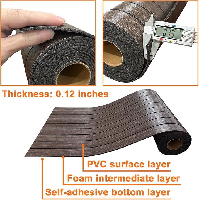 YLL YLL PVC Slat Wall Panel Peel and Stick 118"x 15.7" Faux Smoked Wood Grain - Image 7