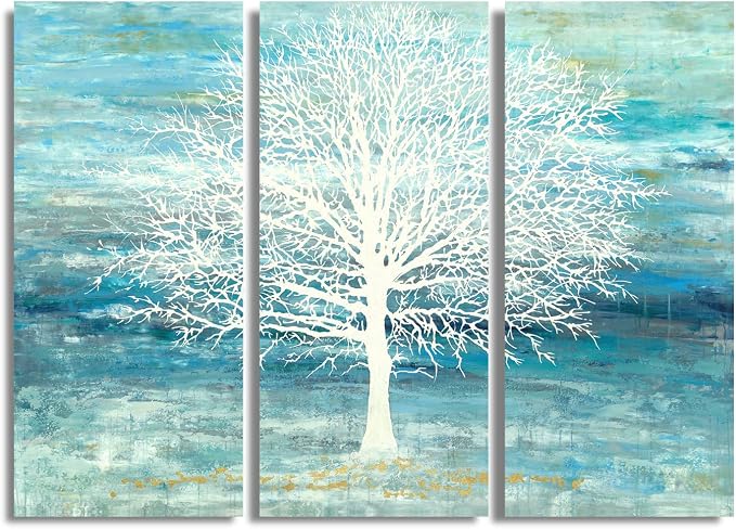 Yihui Arts Teal and Blue Canvas Wall Art - Image 3