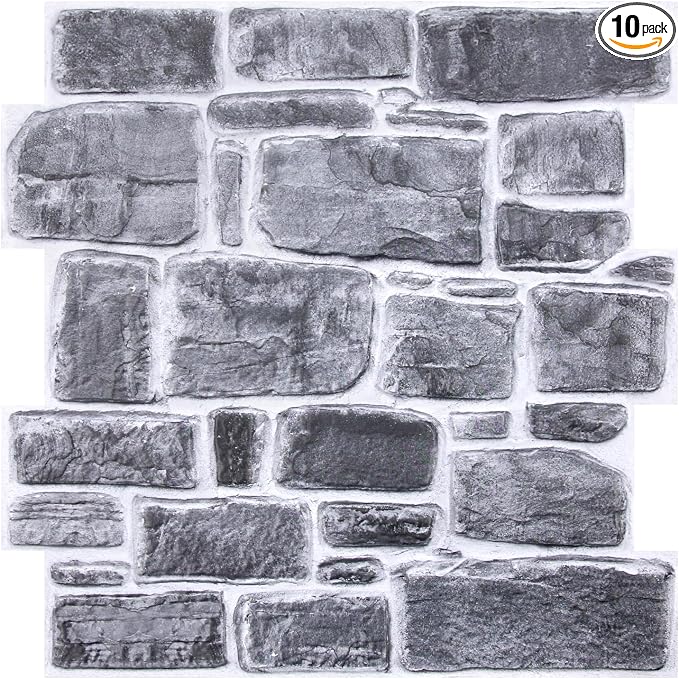 Commomy 3D Faux Stone Wall Panel Peel and Stick Wall Tiles by CommomyDecor