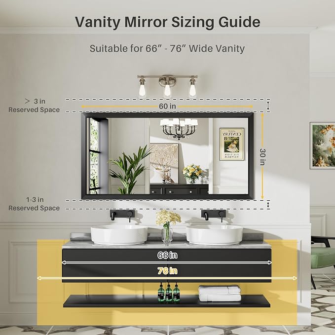 Briivue 60x30 Inch Black Bathroom Mirror - Image 2