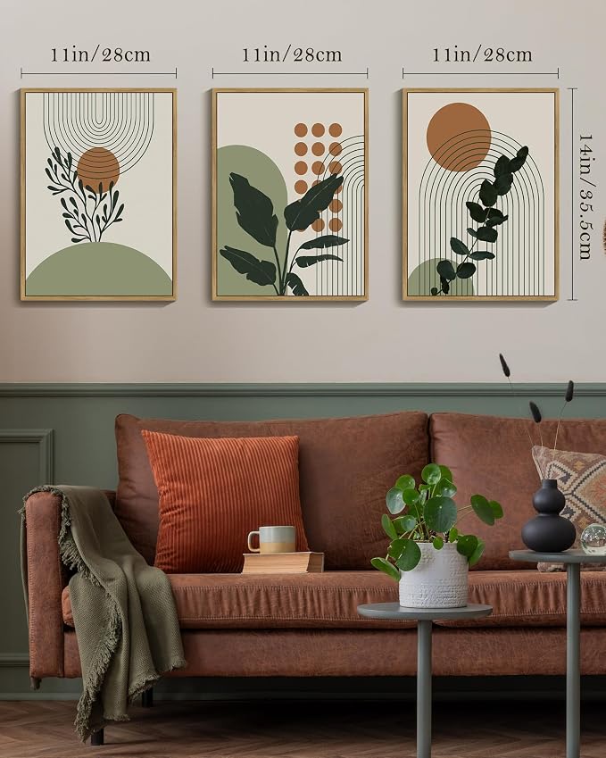 PHOPAGO Boho Plant Wall Art Green Botanical Bohemain Framed Wall Printing - Image 7