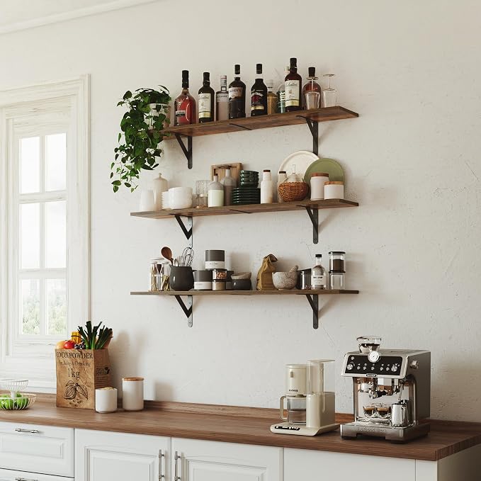 WOPITUES Floating Shelves for Wall 40″W x 8″D, Long Wall Mounted Shelves Set of - Image 7