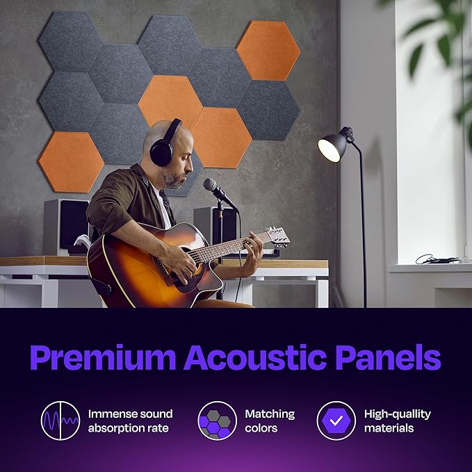 Acoustic Panels 12-Pack Soundproof Wall Panels 14"X12.1"X0.4" Sound Panels High - Image 2