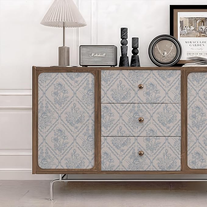 Toduso Peel and Stick Wallpaper Vintage Wall Paper Boho Contact Paper Blue - Image 9
