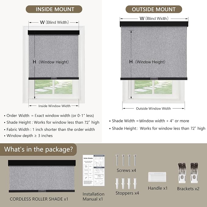 SUNOFF Cordless Blackout Roller Shades Blinds - Image 2