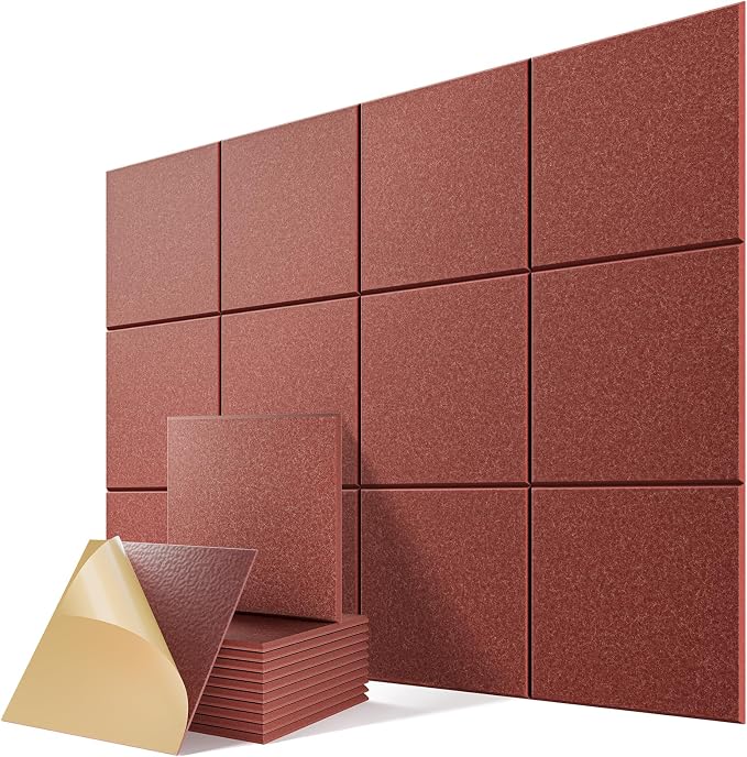 12 Pack Self-Adhesive Acoustic Panels, Soundproof Wall Panels by Lebenforce