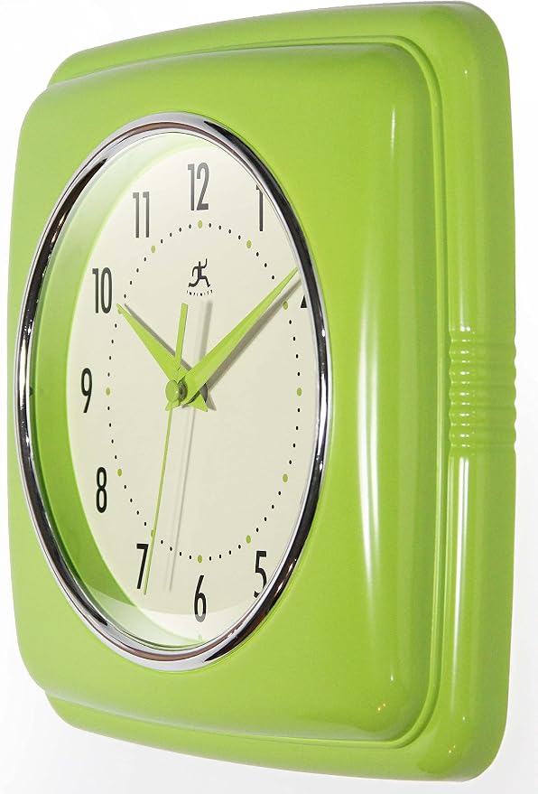 Infinity Instruments Retro Wall Clock – 9-Inch Square Silent Non-Ticking - Image 2