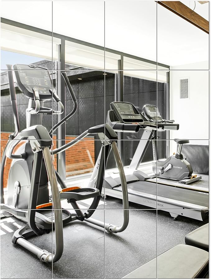 Delma Home Gym Mirror Tiles, Large Square Workout Mirrors, Full Body Wall Mirror by Delma