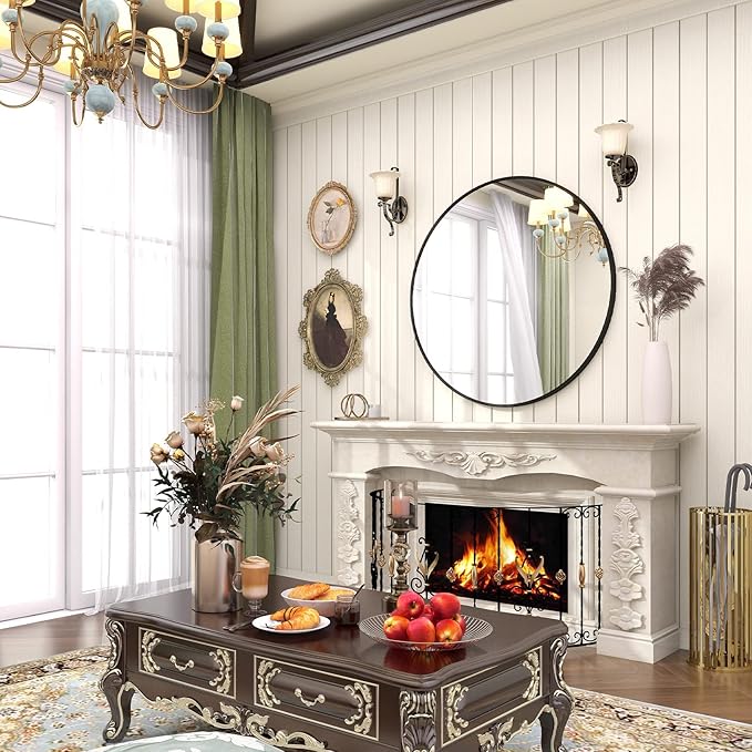 BEAUTYPEAK 30 Inch Round Mirror, Metal Frame Circle Mirror, Wall Mounted - Image 2