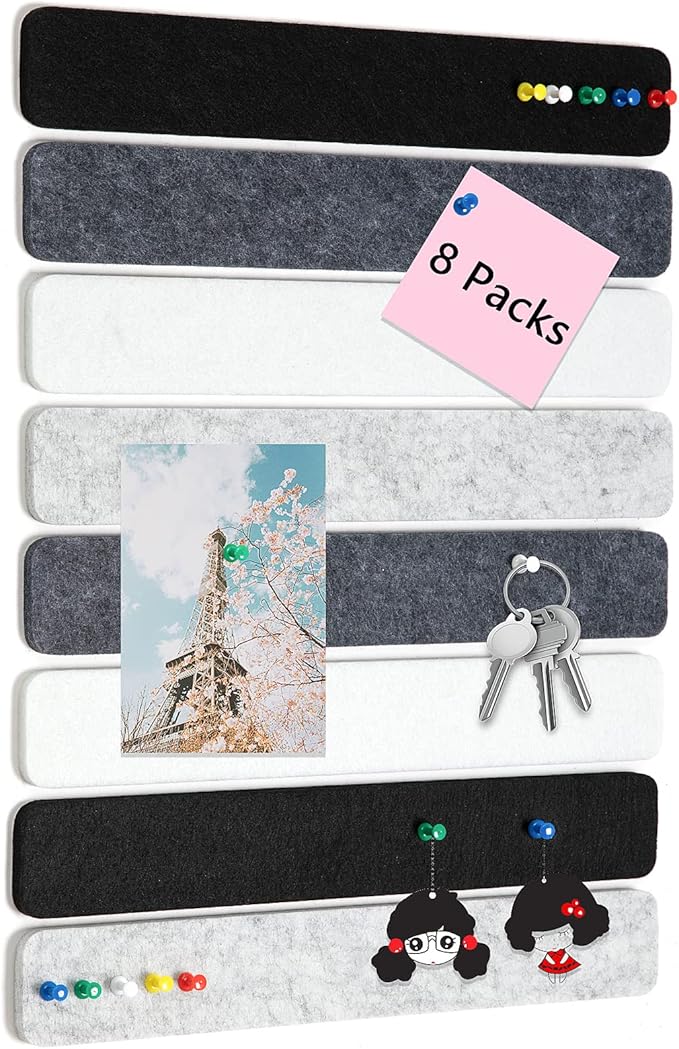 8 Packs Felt Pin Board Bar Strips Bulletin Board by SayHellotoGoodLife