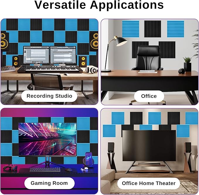 52 Pack Acoustic Foam Panels 1" x 12" x 12"Acoustic Wedge Studio Foam Sound - Image 5