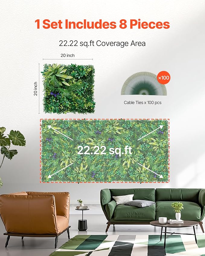 VEVOR Artificial Grass Wall Panels, 3D Combination Greenery Boxwood Panel - Image 6