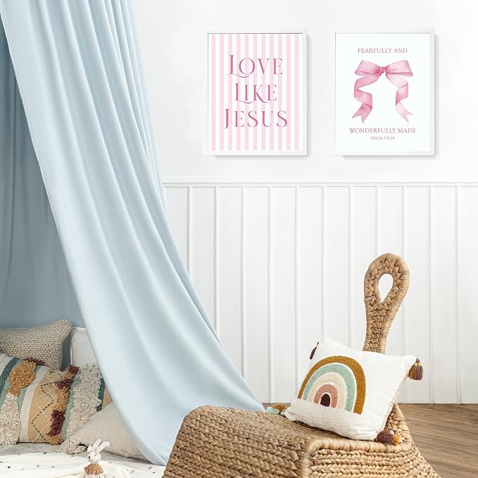 LARTSFRO Coquette Pink Bow Jesus Wall Art Decor Posters, Light Pink Bow - Image 5