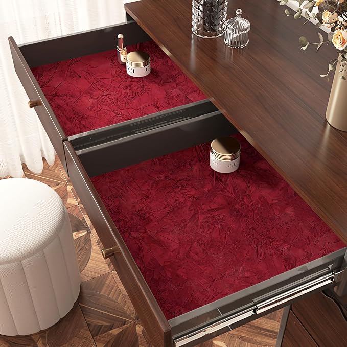 Wallercity Maroon Red Self Adhesive Velvet Drawer Liner Textured Red Velvet - Image 3
