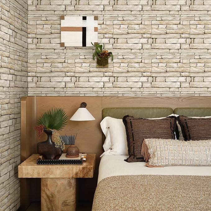 COMSTICKC 3D Peel and Stick Faux Stone Wall Sticker, Ultra-Light Thin PVC Rock - Image 2