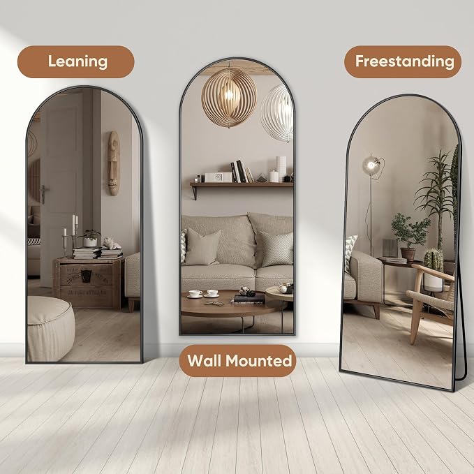 69"x28" Full Length Mirror, Arched Full Body Mirror, Standing Hanging or - Image 5