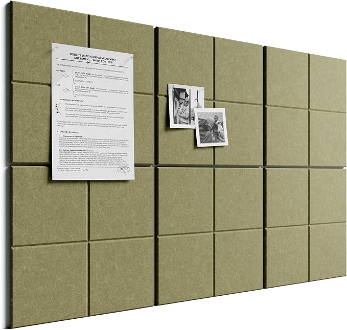 Bumusty Large Felt Bulletin Board, 30 Push Pins, 40 Adhesive Tabs, Olive Green by BUMUSTY