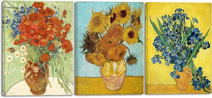 Wieco Art Large 3 Panels Canvas Prints of Vincent Van Gogh Paintings by WiecoArt