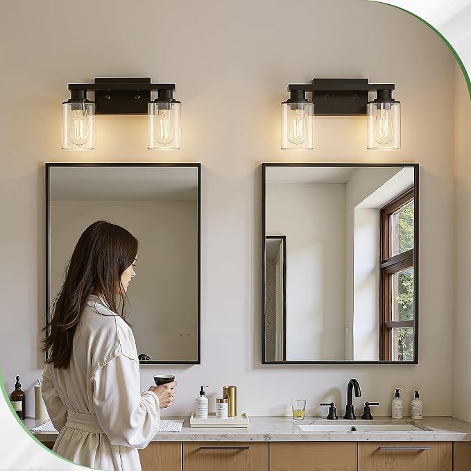 DORESshop 2-Light Black Bathroom Light Fixtures Over Mirror - Image 6