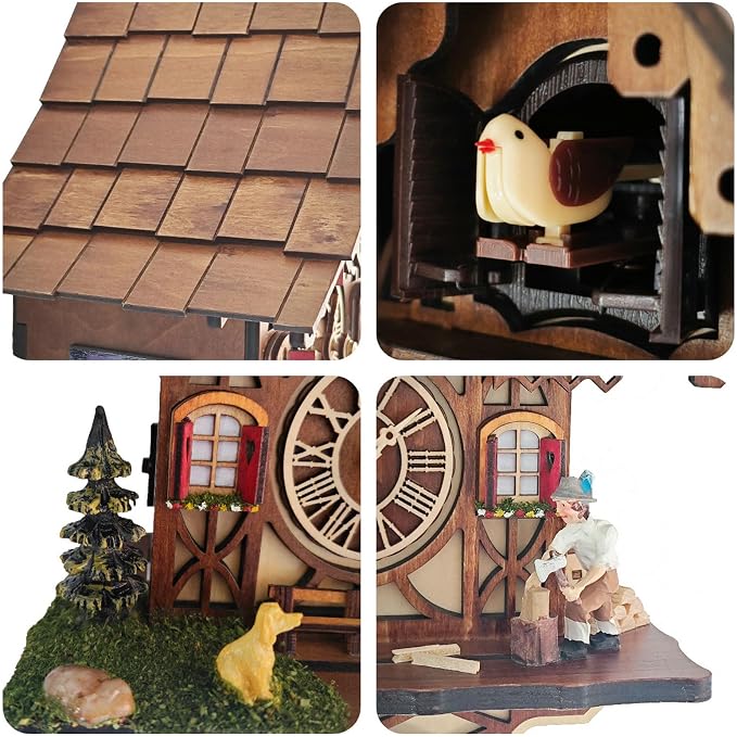 Cuckoo Clock for Wall Art: 12 Melodies, Volume Control, Night Mode, Germany - Image 4