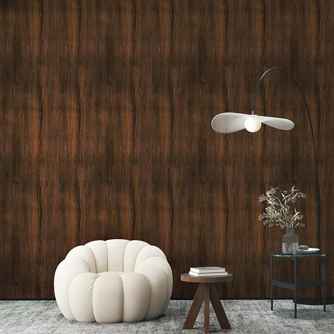 Vinjiasin Dark Wood Contact Paper Peel and Stick Wood Grain Wallpaper Self - Image 2