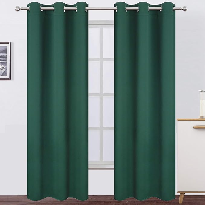 LEMOMO Dark Green Thermal Blackout Curtains/38 x 84 Inch/Set of 2 Panels Room by Lemomo