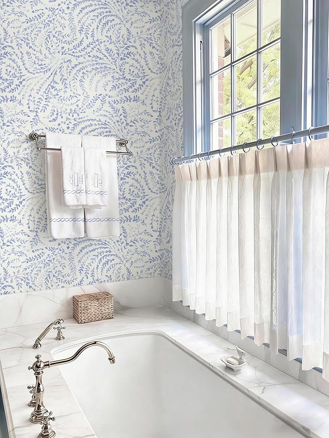 Heroad Peel and Stick Wallpaper Boho Blue Contact Paper Modern Botanical Wall - Image 5