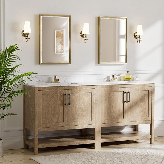 Brushed Gold Bathroom Mirror, Anti-Rust Gold Framed Rectangle Wall Mirror - Image 7