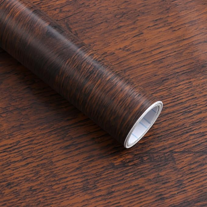 Dimoon 118"x17.7"Peel and Stick Wood Wallpaper Red Brown Wood Paper Red Dark by DIYYOURMOON