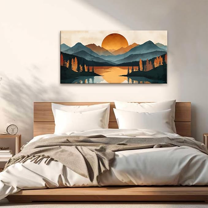 Suconvng Colorful Canvas Art Wall Decor Prints Mountain Boho Wall Art Picture - Image 3