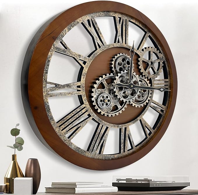 The B-Style Large Wall Clock 24 inch Moving Gear Wall Clock Oversized Vintage by TheB-StyleTB