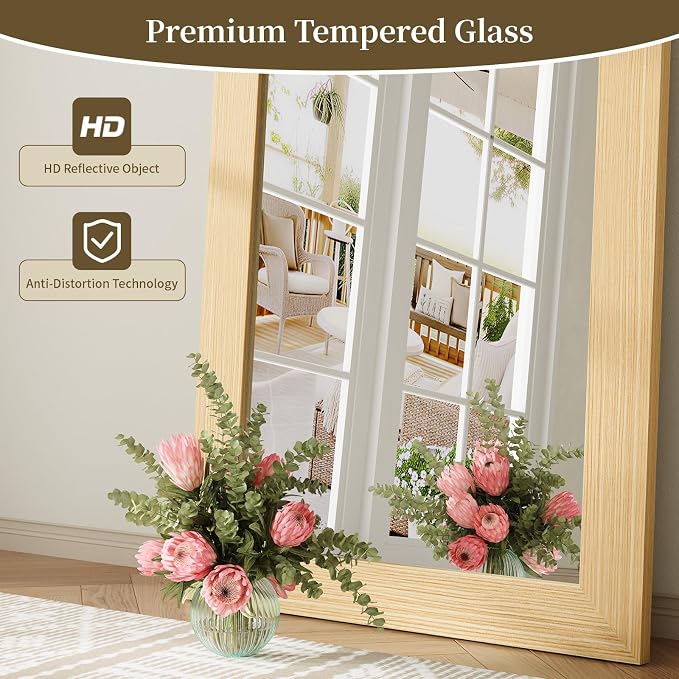 Syndra Modern Full Length Mirror Wood Frame, 65x24'' Large Floor Mirror - Image 6