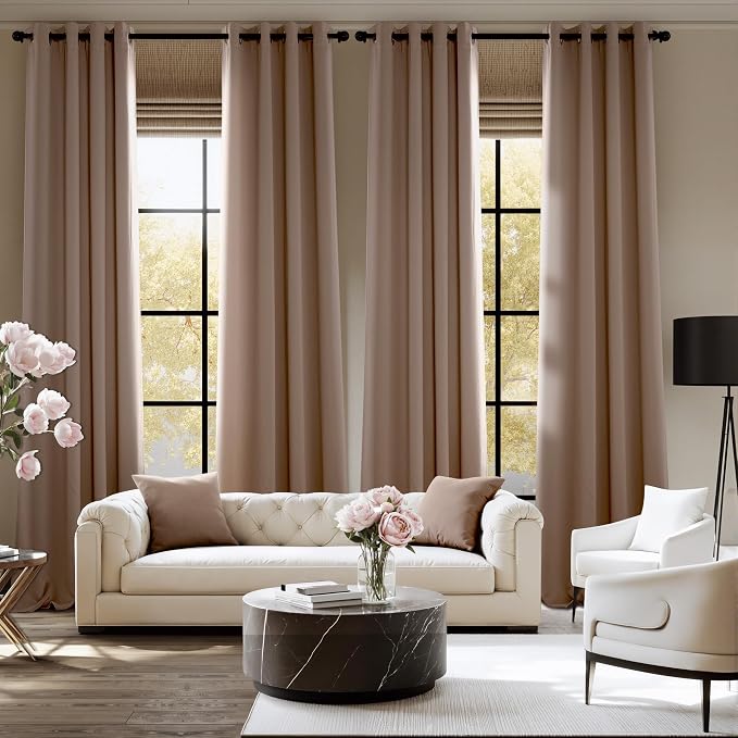 NICETOWN Room Darkening Draperies Curtains Panels, 2 Panels Cappuccino W52 x - Image 2