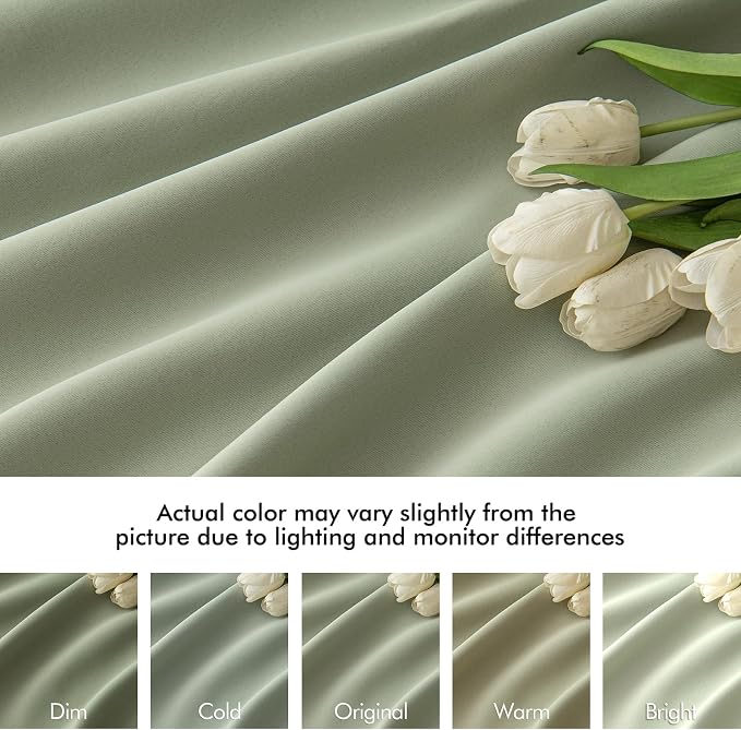 MIULEE Back Tab Sage Green Curtains 120 Inch Long 2 Panels Set - Image 8