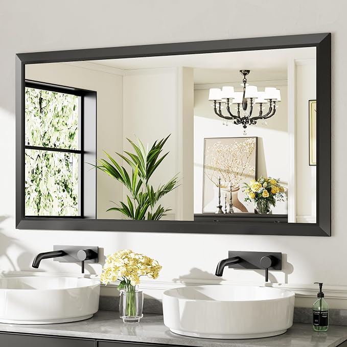 Briivue 55x30 Inch Black Bathroom Mirror by Briivuemodernmirrors