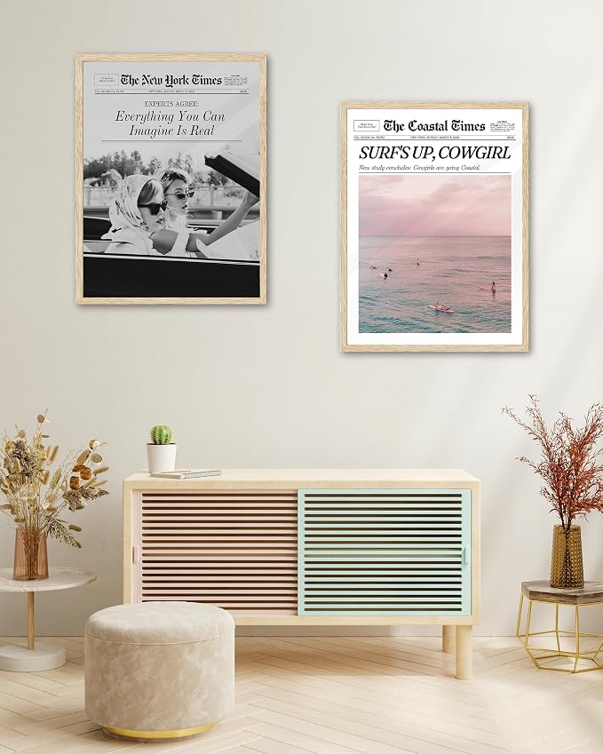 iHery Small Everything You Can Imagine Is Real Framed Trendy NewsPaper Wall Art - Image 8