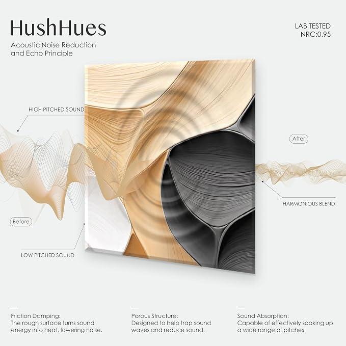 6-Pack Acoustic Wall Panels 72x48 Inches Decorative Sound Absorbing Panels- - Image 3