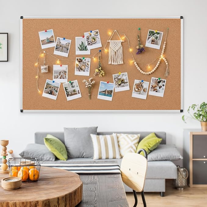 Large Cork Bulletin Board 72" X 48", Wall Mounted Notice Pin Board - Image 7