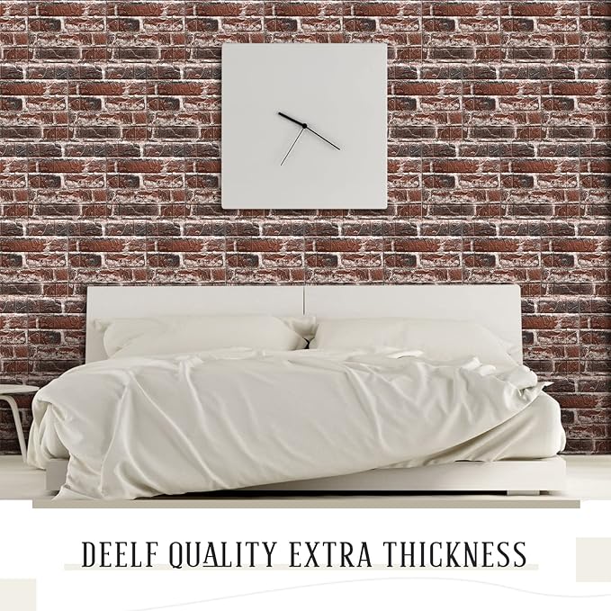 Colarr 60 Pcs 58 Sq ft 3D Wall Panels Peel and Stick Faux Foam 3D Brick - Image 6