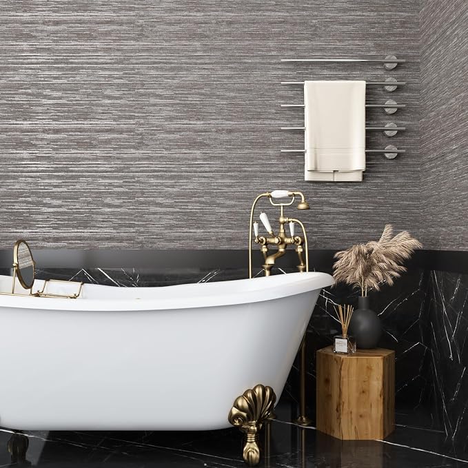 VEELIKE Lustre Brown Grasscloth Wallpaper Textured Woven Wallpaper Peel and - Image 4