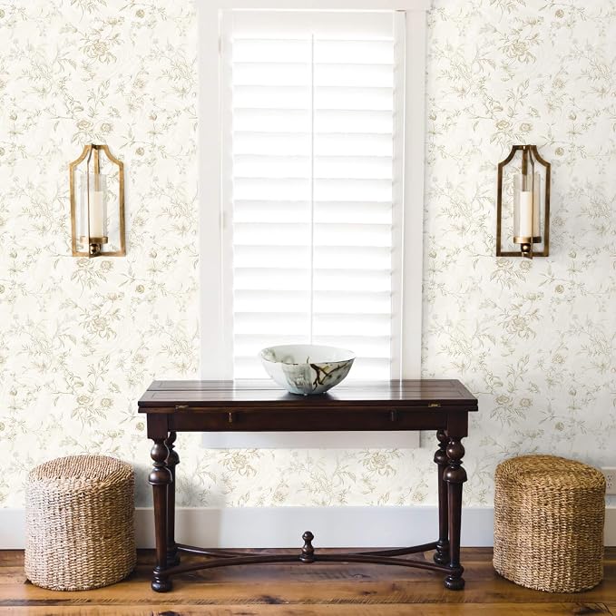 Ismoon Floral Peel and Stick Wallpaper Vintage Beige Stick on Wall Paper French - Image 6
