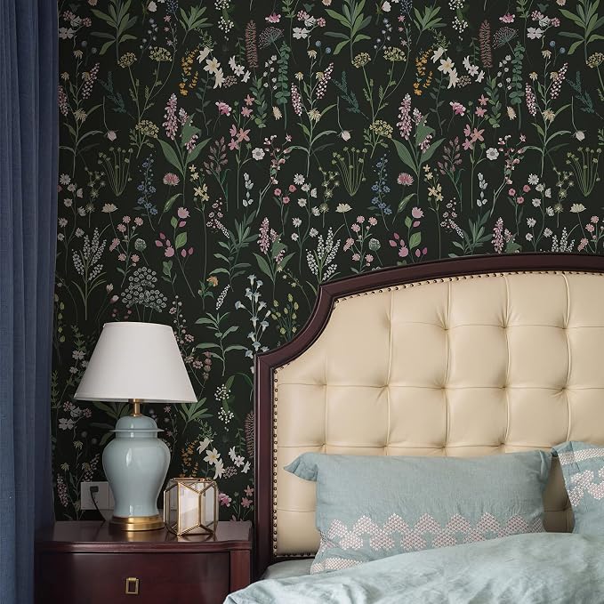 JiffDiff Floral Wallpaper Peel and Stick 17.3"x118" Dark Farm Wildwood Stick on - Image 4