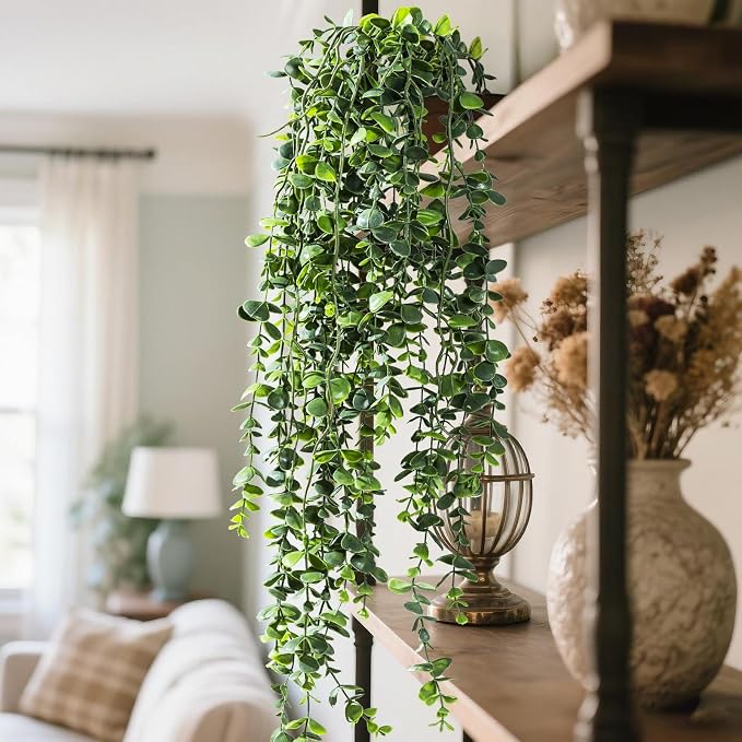 Artificial Hanging Plant 2 Pcs Faux Plant Ivy Vine Faux Eucalyptus Vines Fake - Image 5