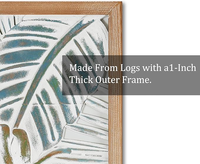 XIAOAIKA Boho Hand-Carved Wood Wall Art Decor, 35.5" Tropical Leaf Design - Image 4